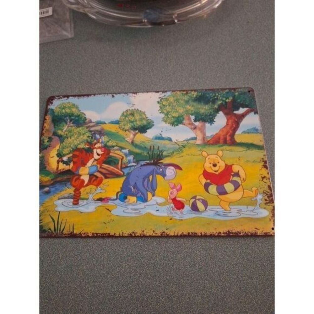 Winnie The Pooh & Tigger and Friends Vintage Metal Sign Swimming 8 X 12‎